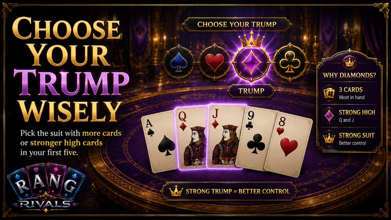 Rang Court Piece trump selection strategy using the first five cards