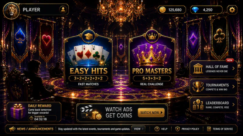 Rang Rivals Easy Hits and Pro Masters mode selection screen